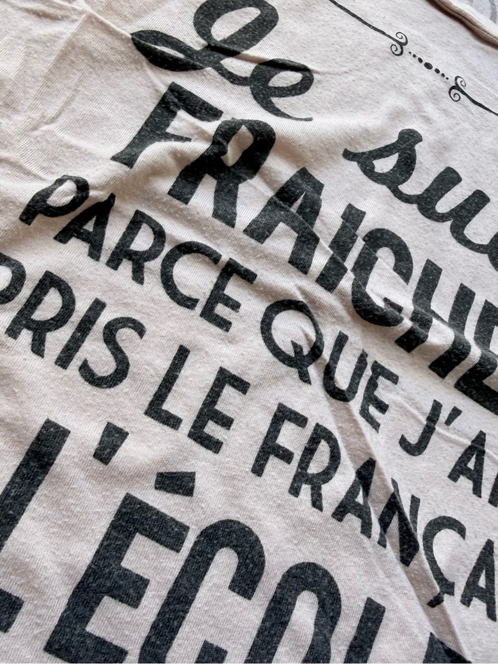Teeology Graphic Tee with French Light Pink wide off shoulders slouchy relaxed - Picture 2 of 10